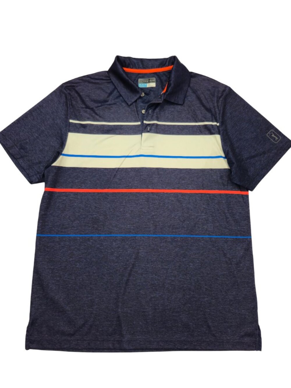 PGA TOUR Pro Series Men's XL Blue/White Stripes Golf Polo Short Sleeve Logo